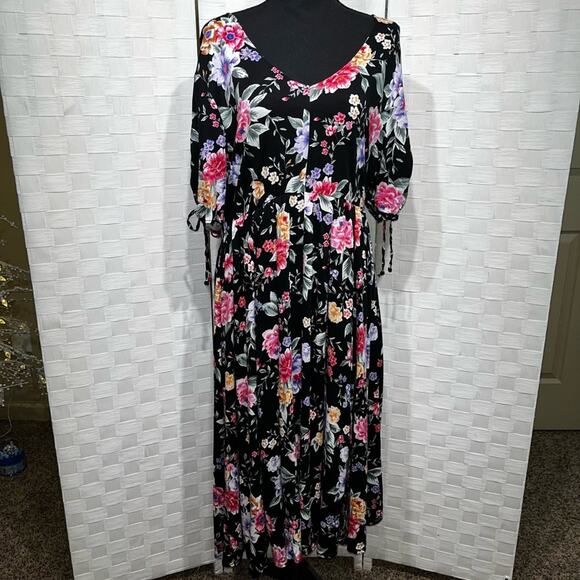 Torrid Women’s Floral Print Challis Short Sleeve Midi Dress Women’s Plus Size 1X - Picture 14 of 14